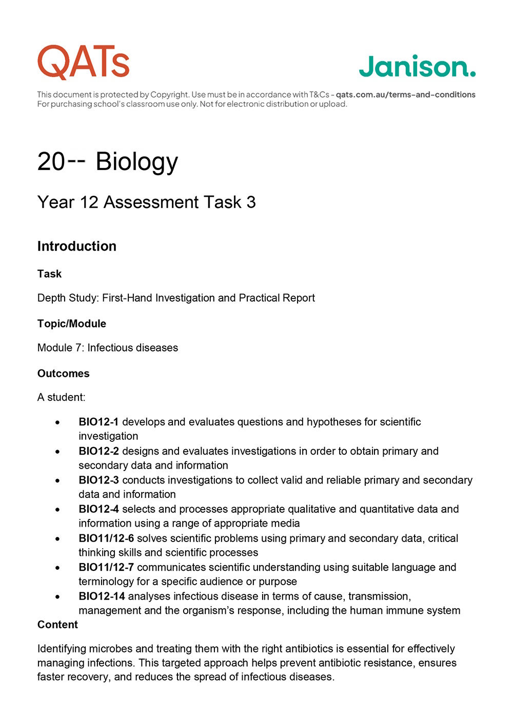 biology task cover